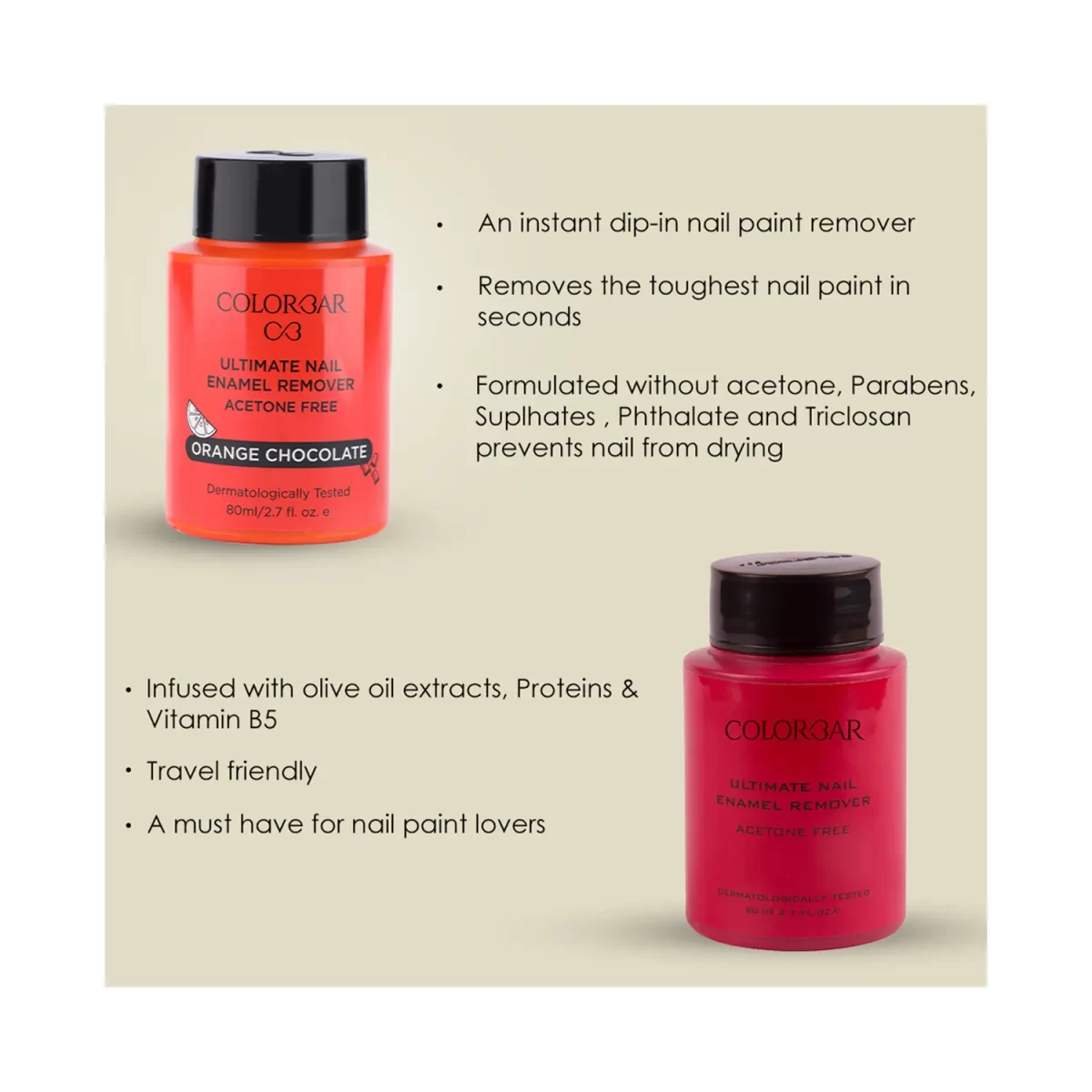 Colorbar Ultimate Nail Enamel Remover 001 Orange Chocolate 2