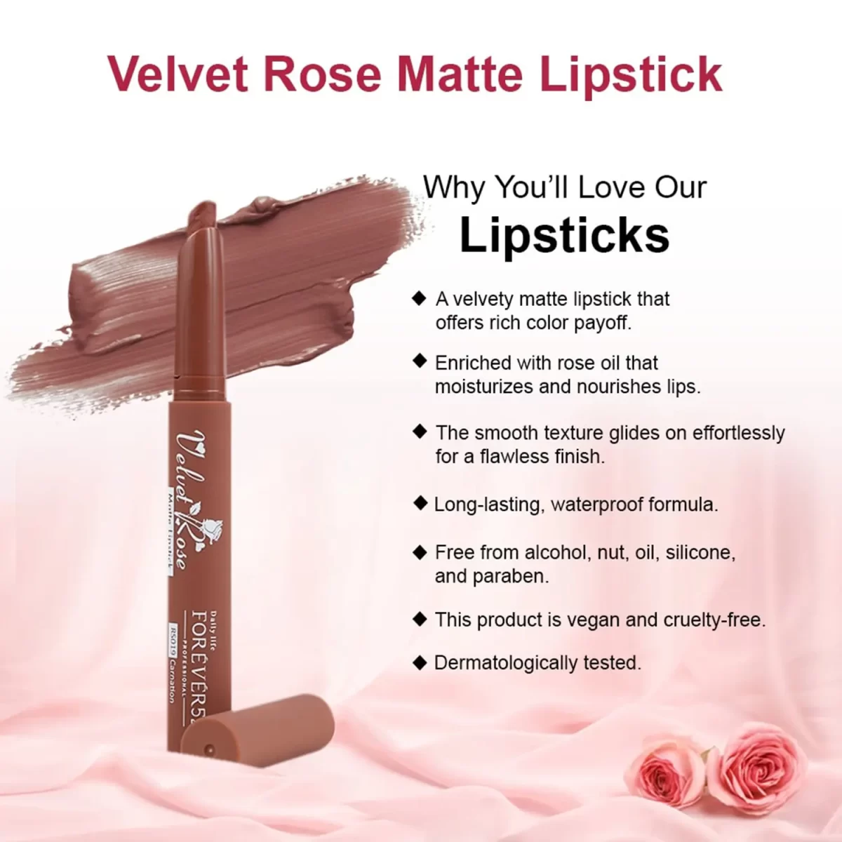 Daily Life Forever52 Velvet Rose Matte Lipstick Rs019 Carnation 2