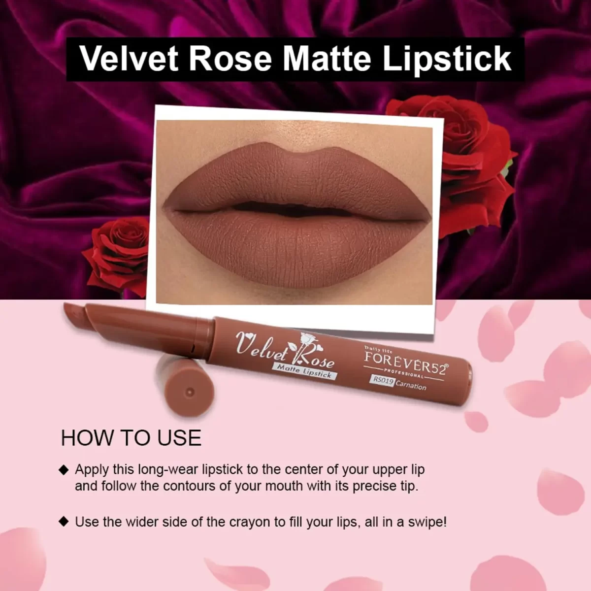 Daily Life Forever52 Velvet Rose Matte Lipstick Rs019 Carnation 3