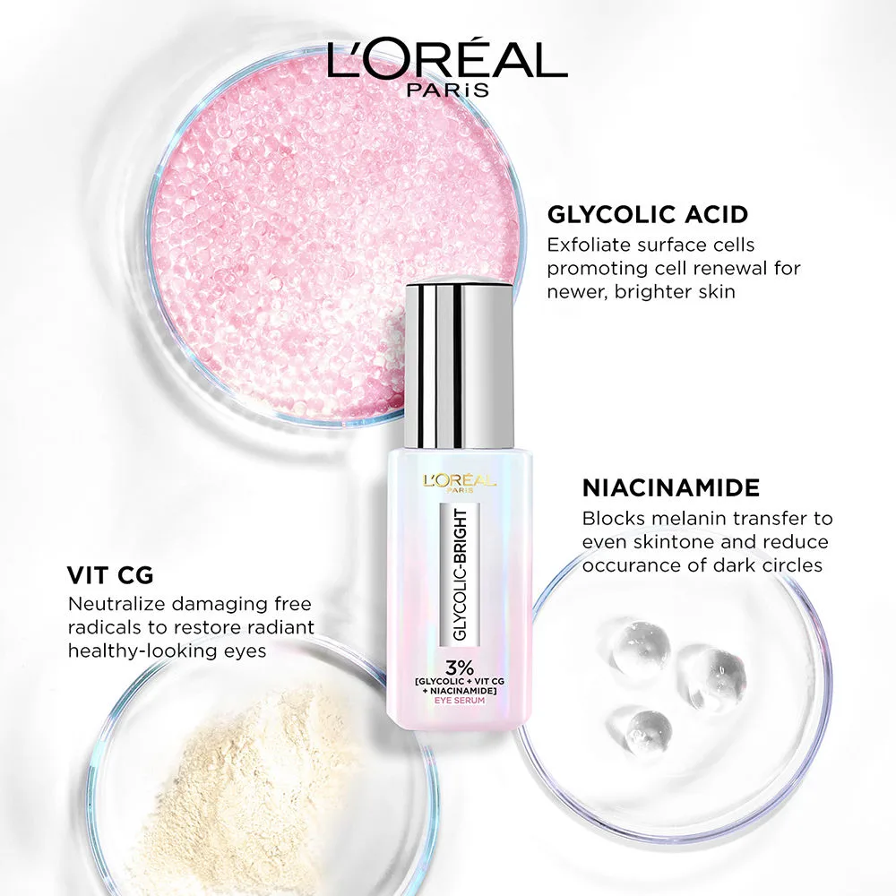 L'oreal paris glycolic bright dark circle eye serum 6