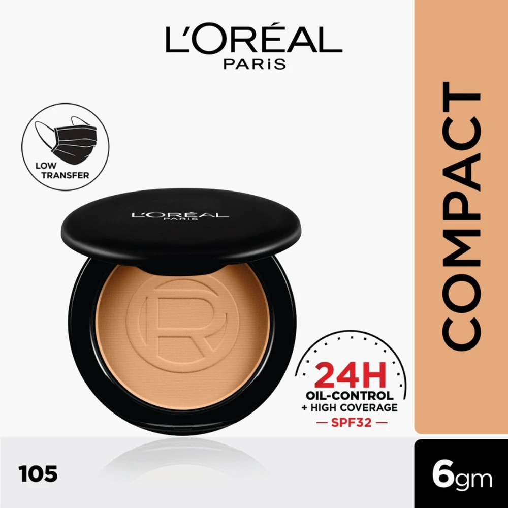 L'oreal Paris High Coverage 2 Compact Powder 105 Fair Linen