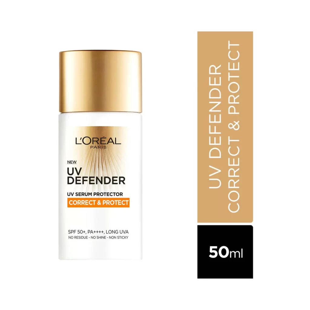 L'oreal Paris Uv Defender Serum Protector Sunscreen Spf 50 Pa+++ Correct & Protect `