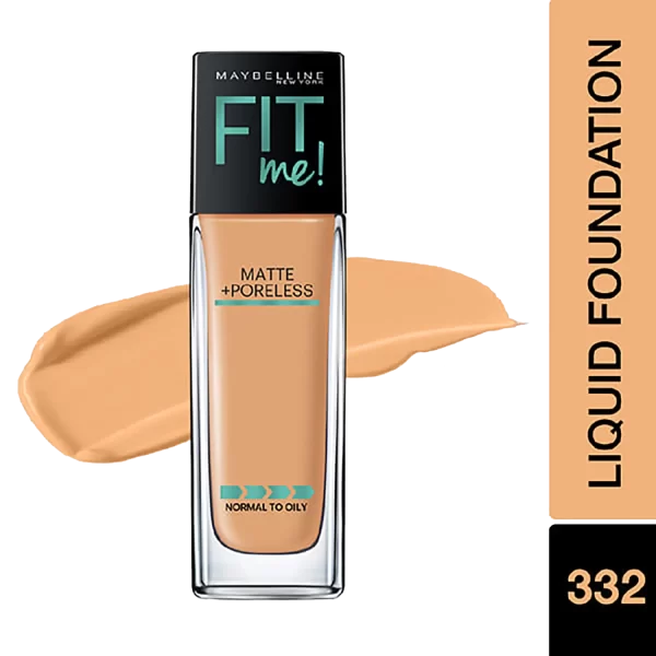 Maybelline New York Fit Me Matte + Poreless Liquid Foundation 332 Golden Caramel 1