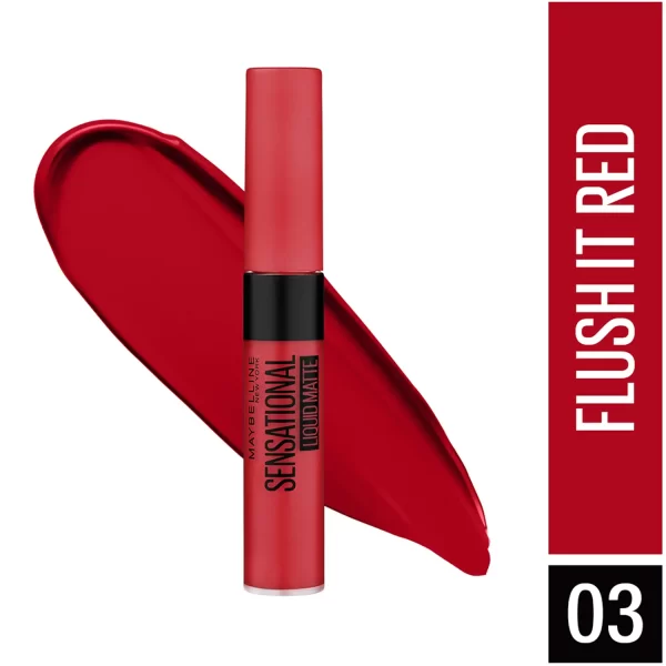 Maybelline New York Sensational Liquid Matte Lipstick 03 Flush It Red 1