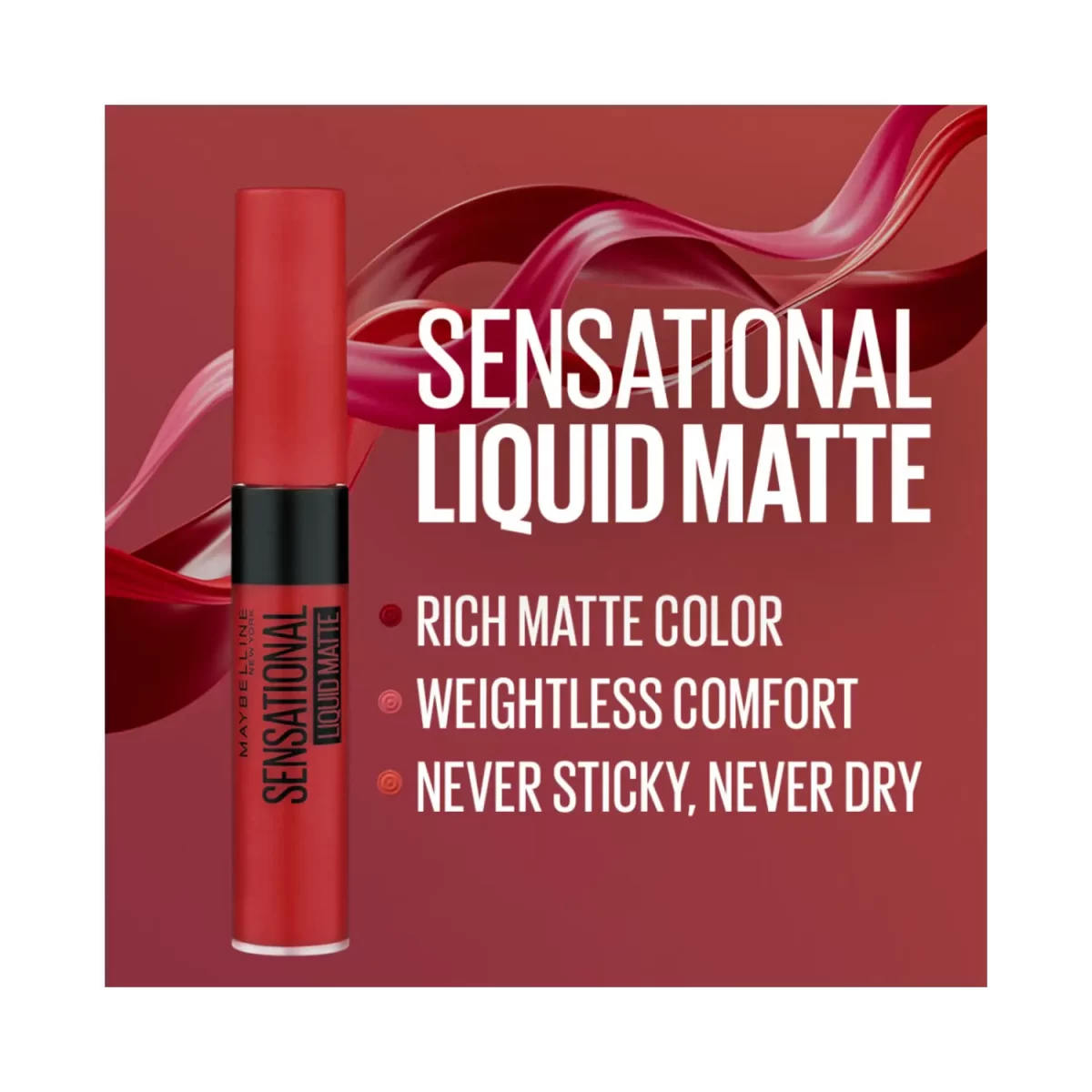 Maybelline New York Sensational Liquid Matte Lipstick 14 Red Serenade 5