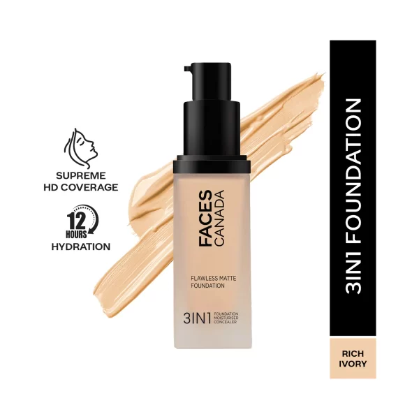 Faces Canada 3 In 1 Flawless Matte Foundation Spf 18 013 Rich Ivory 1