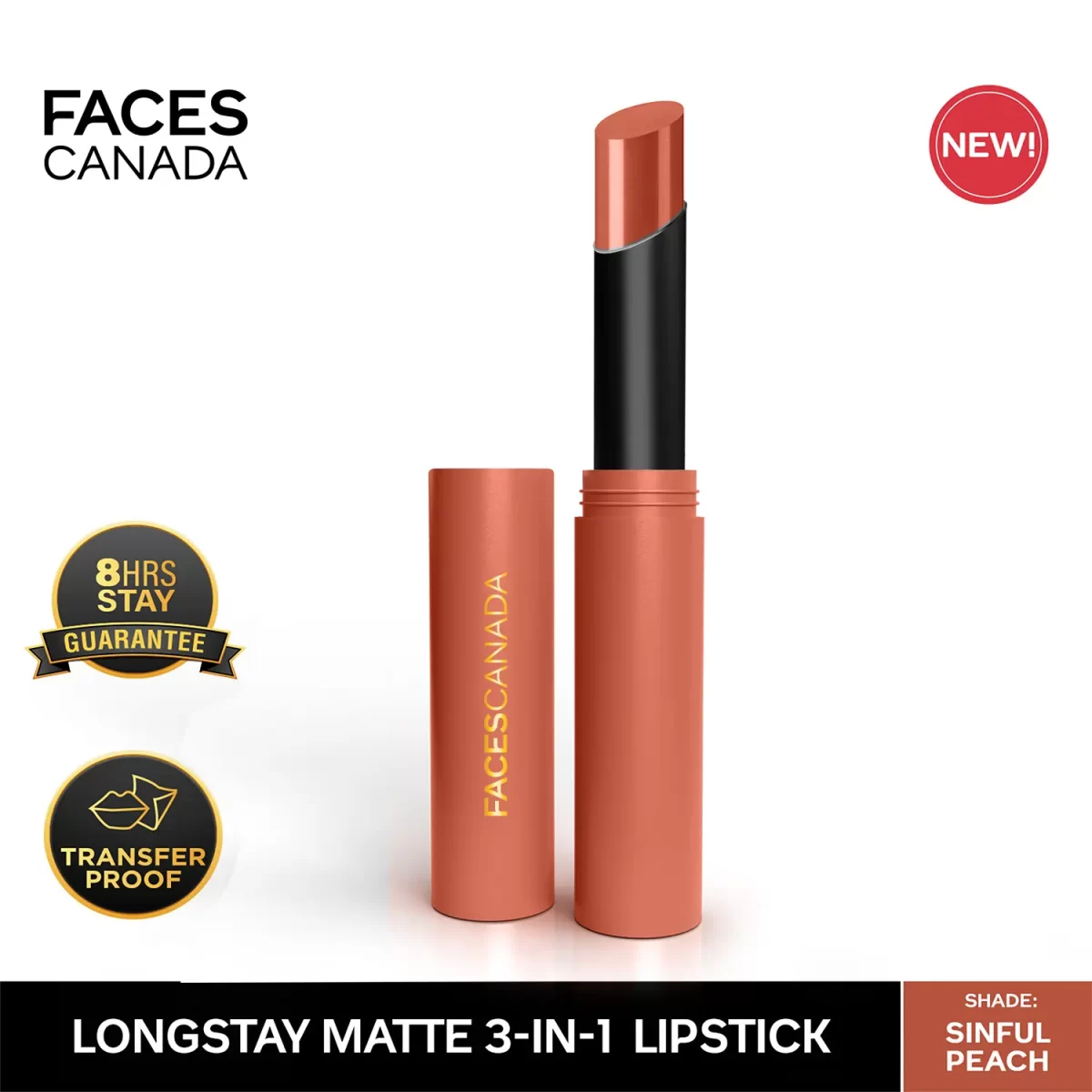 Faces Canada 3 In 1 Long Stay Matte Lipstick 05 Sinful Peach V2