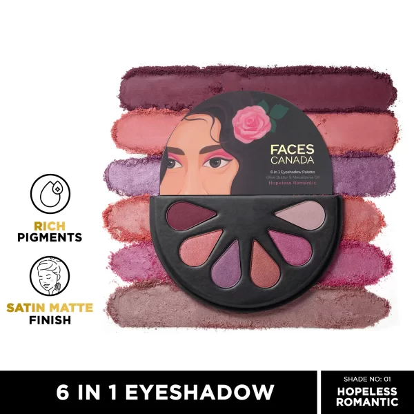 Faces Canada 6 In 1 Eyeshadow Palette 01 Hopeless Romantic B