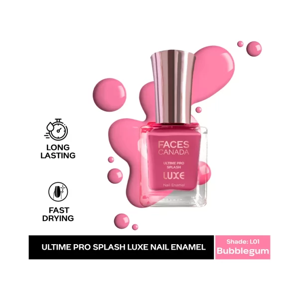 Faces Canada Ultime Pro Splash Luxe Nail Enamel L01 Bubblegum 2