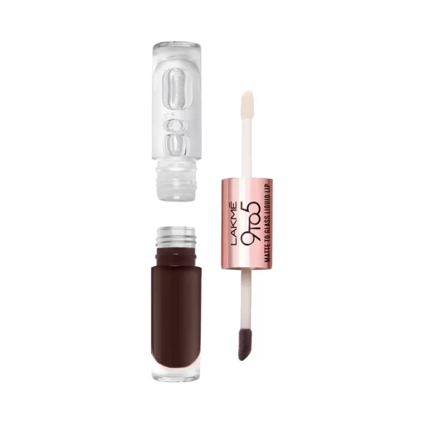 Lakme 9 To 5 Matte To Glass Liquid Lip Color Brown Sugar 1