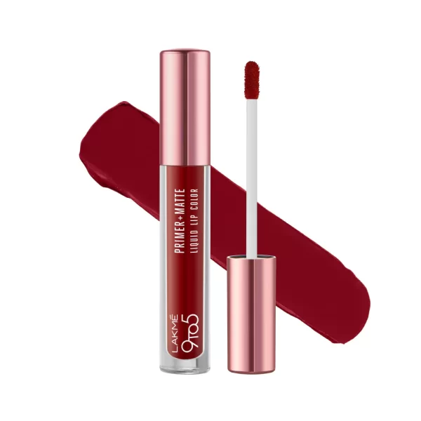 Lakme 9 To 5 Primer + Matte Liquid Lip Color Mr4 Deep Maroon 1