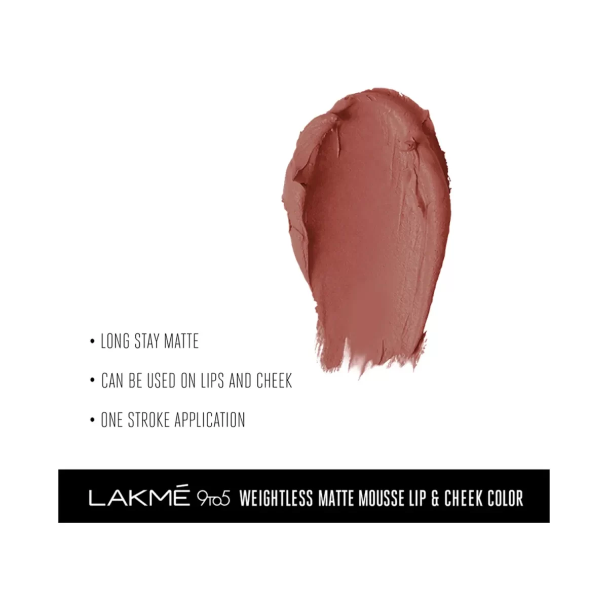 Lakme 9 To 5 Weightless Matte Mousse Lip & Cheek Color Coffee Lite 3