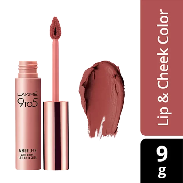 Lakme 9 To 5 Weightless Matte Mousse Lip & Cheek Color Nude Cushion 1