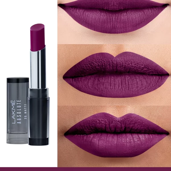 Lakme Absolute 3d Lipstick Purple Evening 2