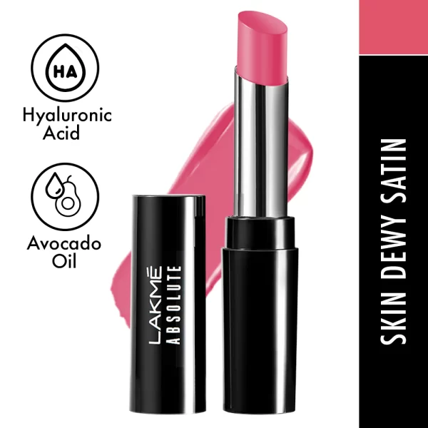 Lakme Absolute Skin Dew Satin Lipstick 201 Pink Party 1