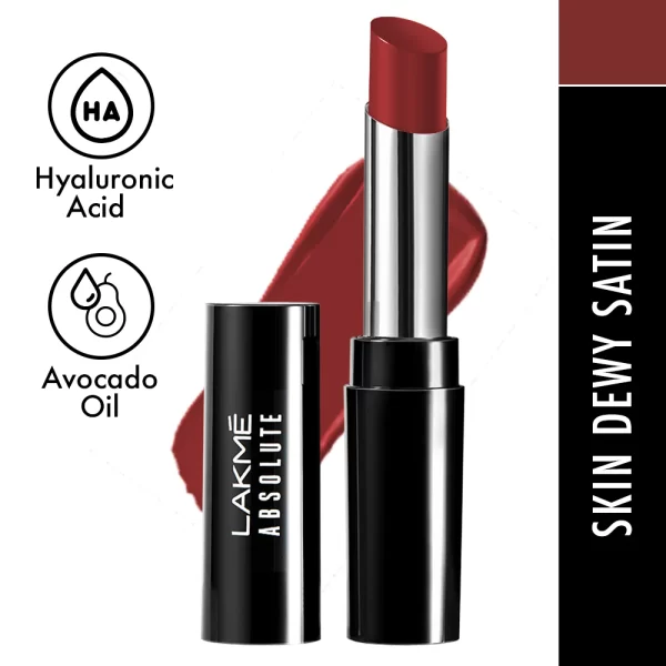 Lakme Absolute Skin Dew Satin Lipstick 301 Red Dare 1