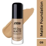 Nykaa All Day Matte Long Wear Liquid Foundation For Normal To Combination Skin Nutmeg 09 1