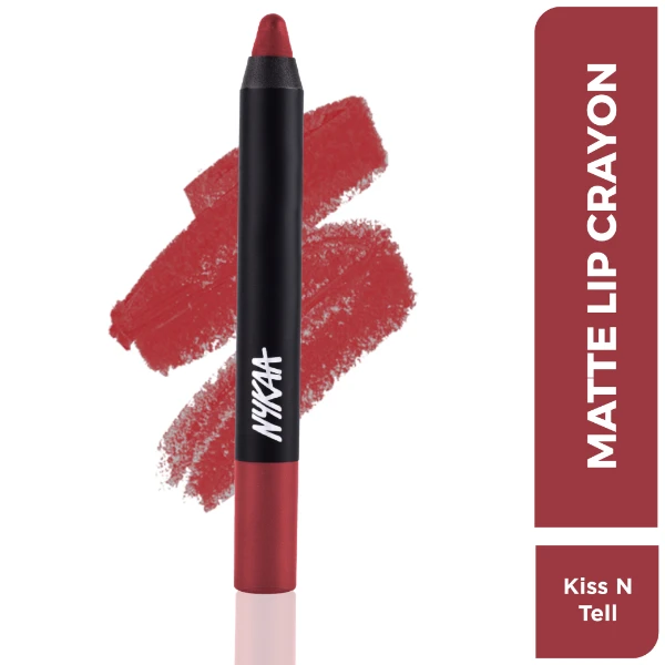 Nykaa Matte Illicious Lip Crayon Lipstick With Free Sharpener Kiss N Tell 06 2