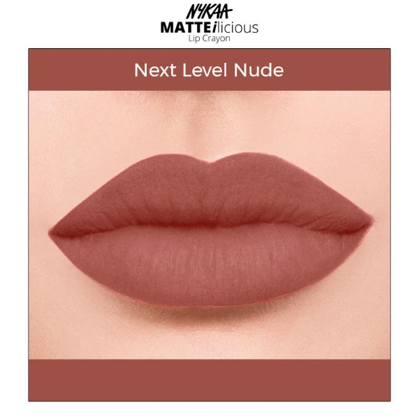 Nykaa Matte Illicious Lip Crayon Lipstick With Free Sharpener Next Level Nude 04 2