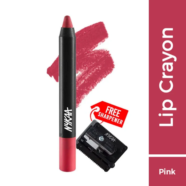 Nykaa Matte Illicious Lip Crayon Lipstick With Free Sharpener Pink On Fleek 03 1