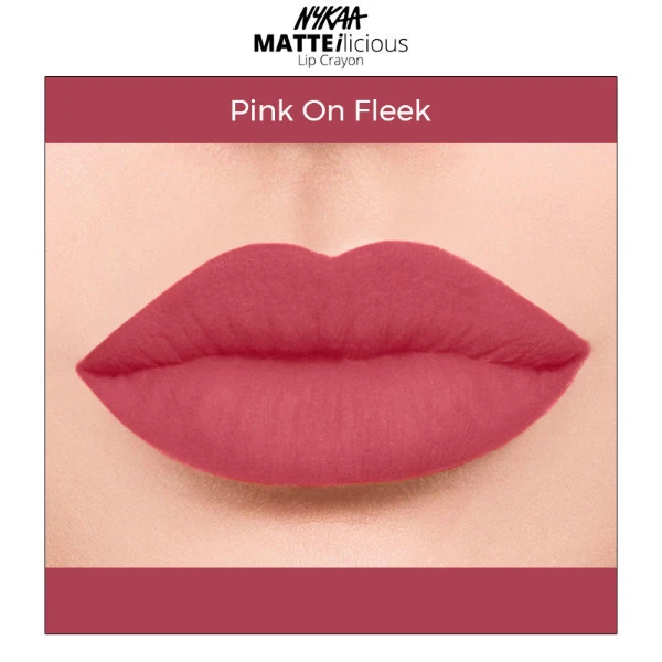 Nykaa Matte Illicious Lip Crayon Lipstick With Free Sharpener Pink On Fleek 03 2