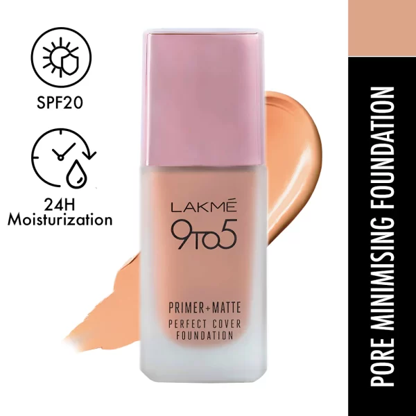 Lakme 9 To 5 Primer + Matte Perfect Cover Foundation C140 Cool Rose 1