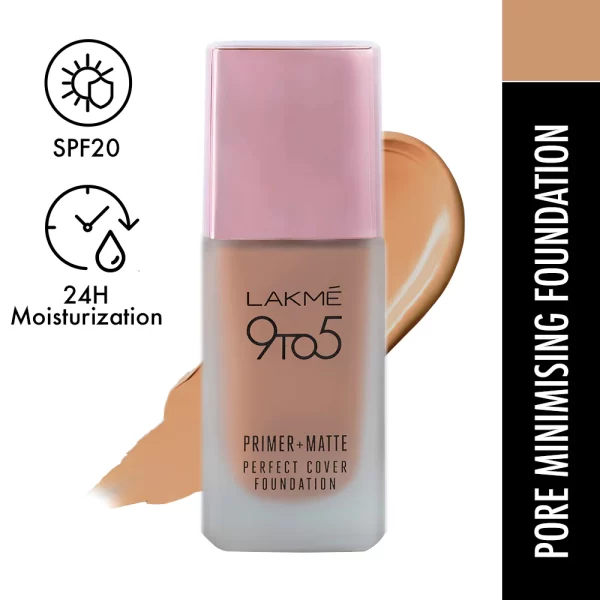 Lakme 9 To 5 Primer + Matte Perfect Cover Foundation C280 Cool Tan 1