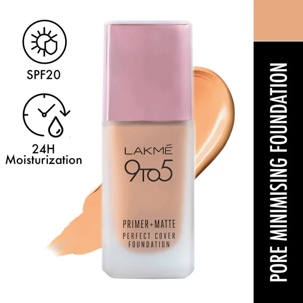 Lakme 9 To 5 Primer + Matte Perfect Cover Foundation W160 Warm Sand 1