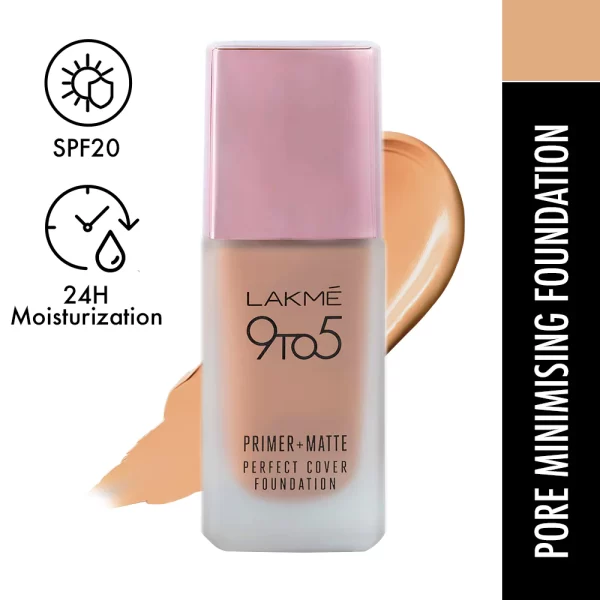 Lakme 9 To 5 Primer + Matte Perfect Cover Foundation W180 Warm Natural 1