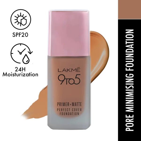 Lakme 9 To 5 Primer + Matte Perfect Cover Foundation W230 Warm Wood 1