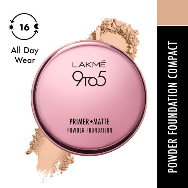 Lakme 9 To 5 Primer + Matte Powder Foundation Compact Rose Silk