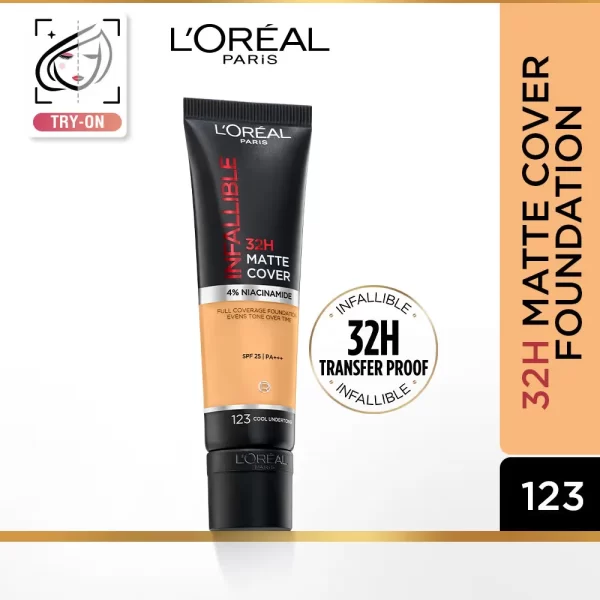 L’oreal Paris Infallible 24h Matte Cover Liquid Foundation 123 Natural Vanilla 1