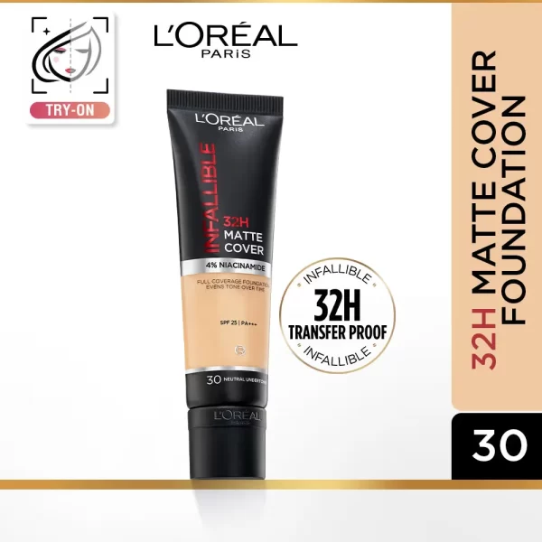 L’oreal Paris Infallible 24h Matte Cover Liquid Foundation 30 Light Ivory 1