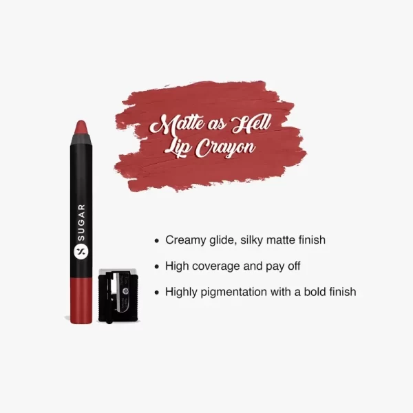 Sugar Cosmetics Matte As Hell Crayon Lipstick 08 Jackie Brown 3