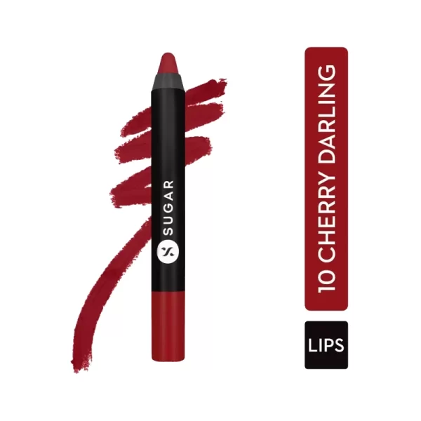 Sugar Cosmetics Matte As Hell Crayon Lipstick 10 Cherry Darling 1