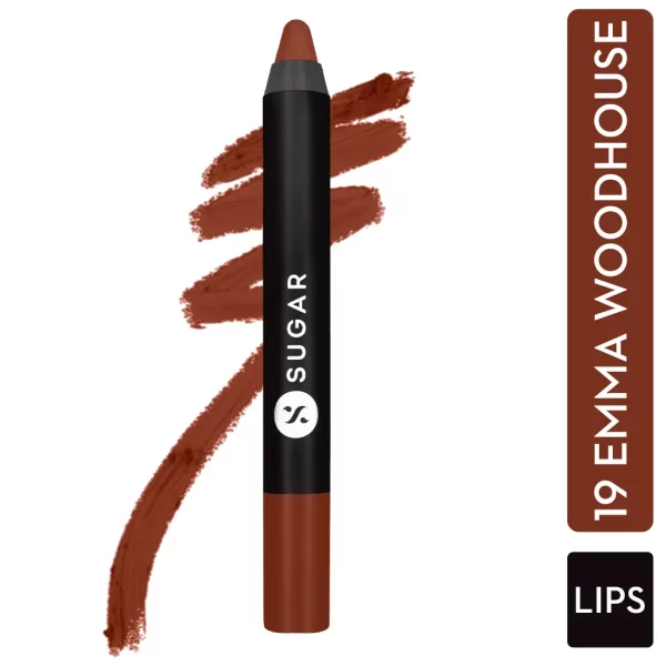 Sugar Matte As Hell Crayon Lipstick With Free Sharpener 19 Emma Woodhouse (earthy Brown) 3