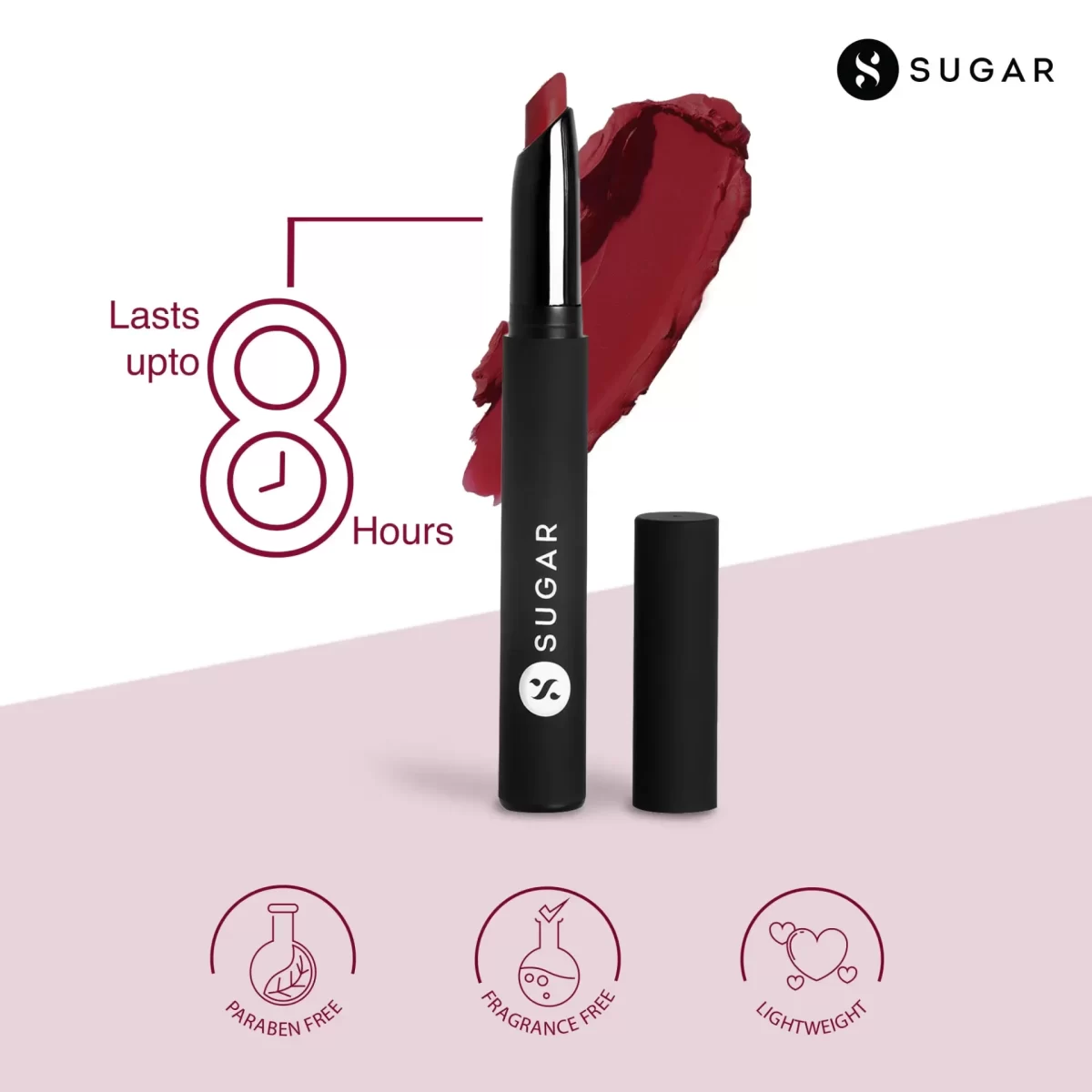 Sugar Matte Attack Transferproof Lipstick 04 Maroon Vibe (dark Red) 3