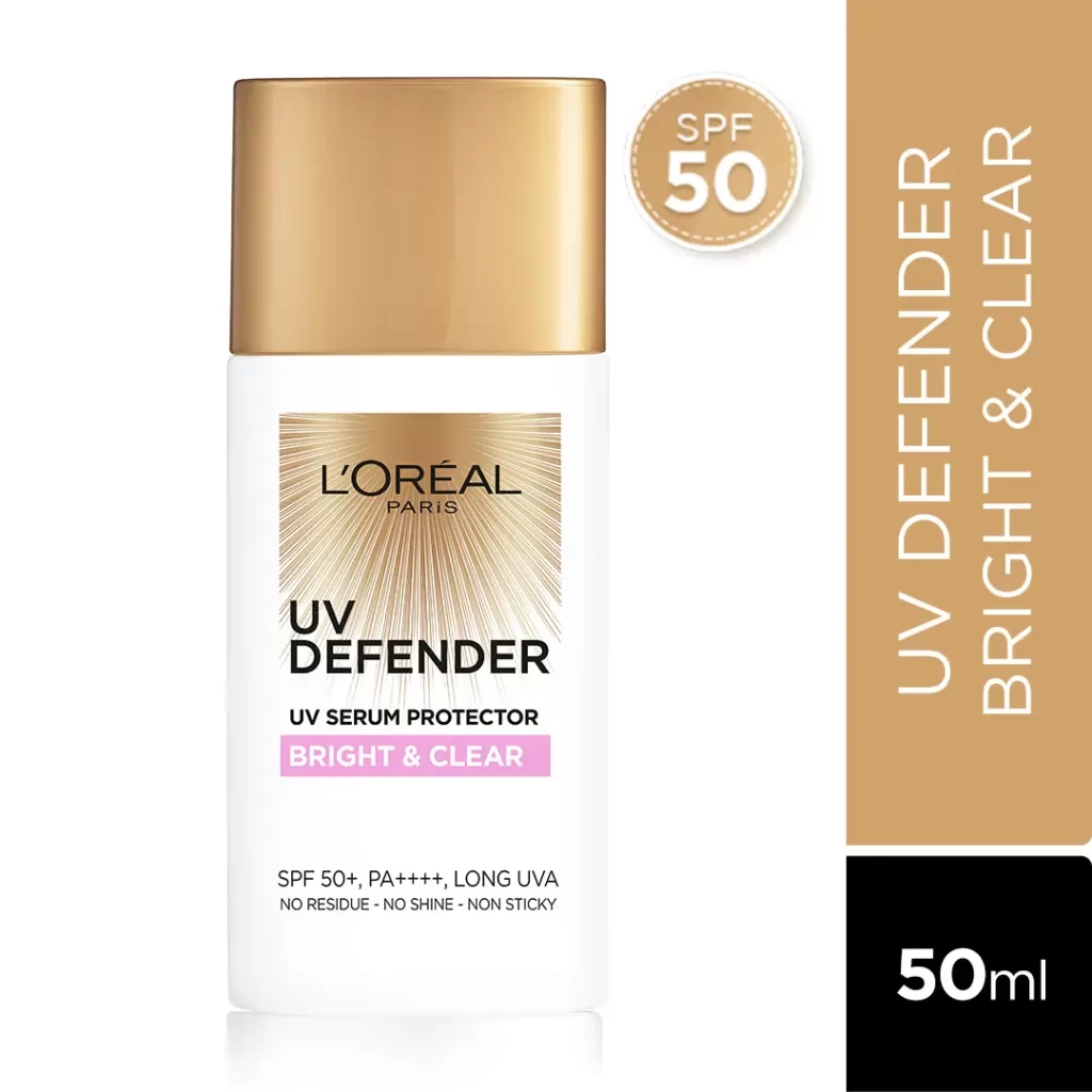 L'oreal Paris Uv Defender Serum Protector Sunscreen With Spf 50 Pa+++, Bright & Clear 1