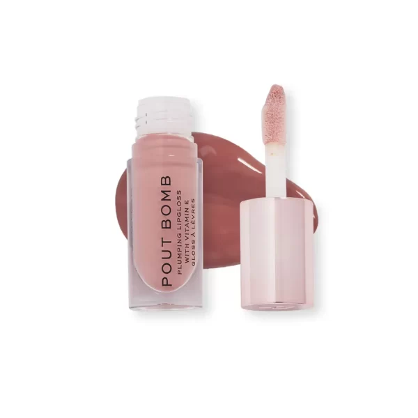 Makeup Revolution Pout Bomb Plumping Lipgloss Vitamin E For Nourishment & High Shine Doll Nude 4