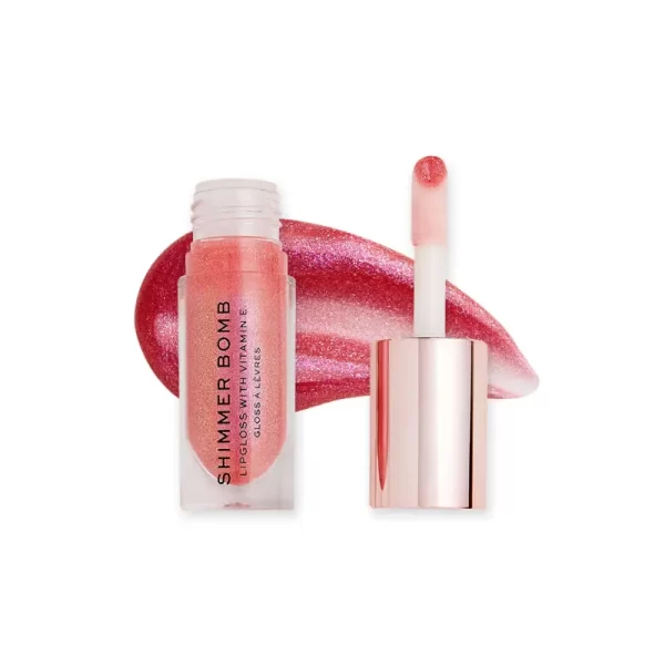 Makeup Revolution Shimmer Bomb Lipgloss Infused With Vitamin E For Extra Nourishment Daydream Pink