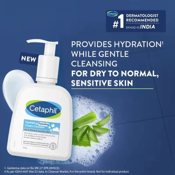 Cetaphil Hydrating Foaming Cream Cleanser For All Skin Types With Niacinamide And Aloevera 1