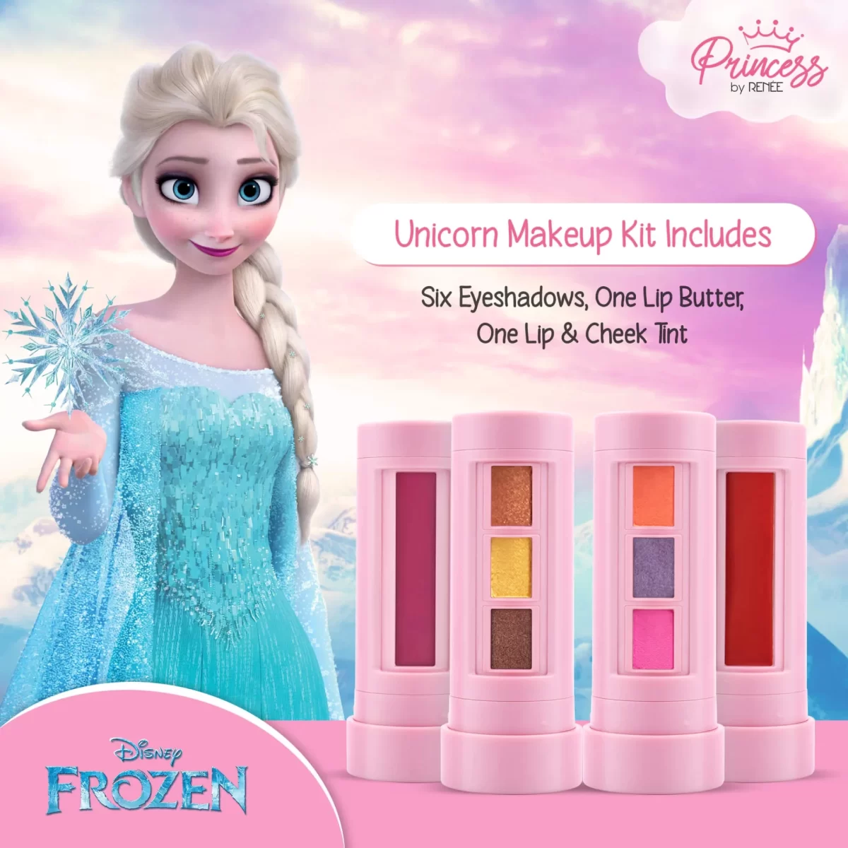 Disney Frozen Princess By Renee Unicorn Makeup Kit Elsa 7.4 Gm B