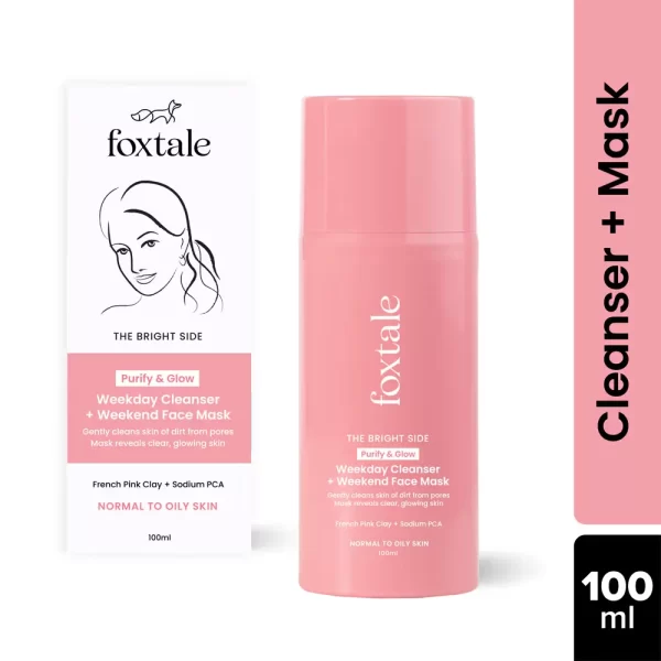 Foxtale Purify & Glow Cleanser + Mask With French Pink Clay & Sodium1