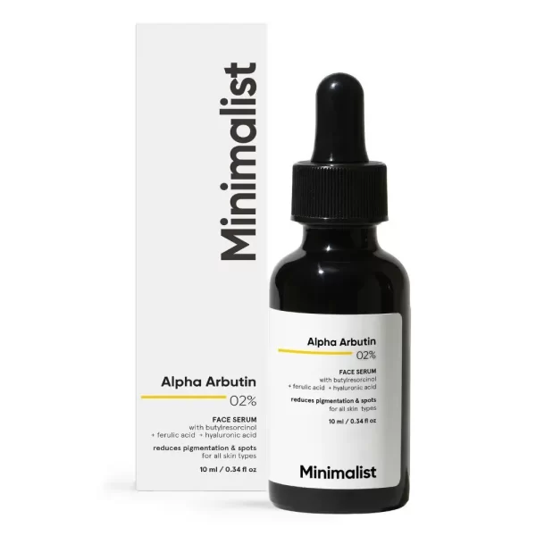 Minimalist 2% Alpha Arbutin Face Serum With Butylresorcinol & Ferulic Acid For Hyperpigmentation] 1