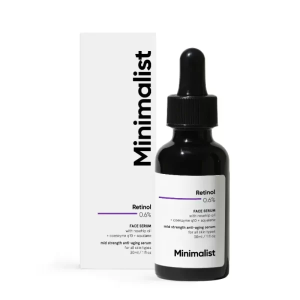 Minimalist Retinol 0.6% Anti Aging Mid Strength Formula For Fine Lines & Wrinkles