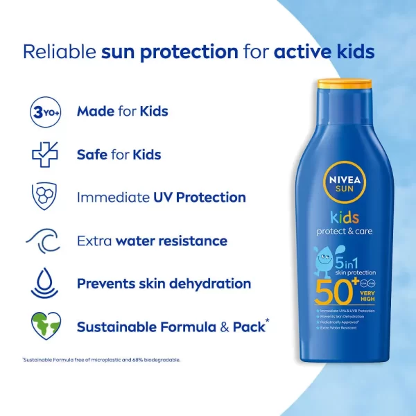 Nivea Sun Protect & Care Sunscreen For Kids Spf 50+, No White Cast, Instant Uv Protection 1