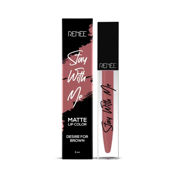 Renee Stay With Me Non Transfer Matte Liquid Lip Color 5ml Desire For Brown D