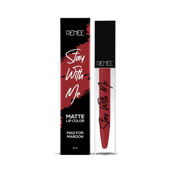 Renee Stay With Me Non Transfer Matte Liquid Lip Color 5ml Mad For Maroon D