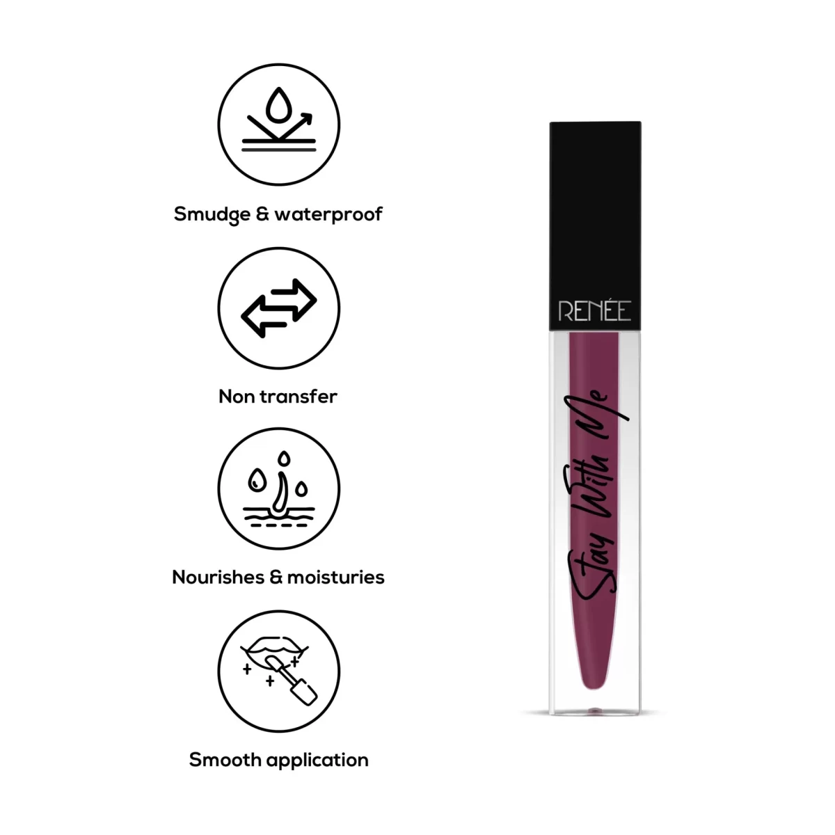 Renee Stay With Me Non Transfer Matte Liquid Lip Color 5ml Passion For Grape B