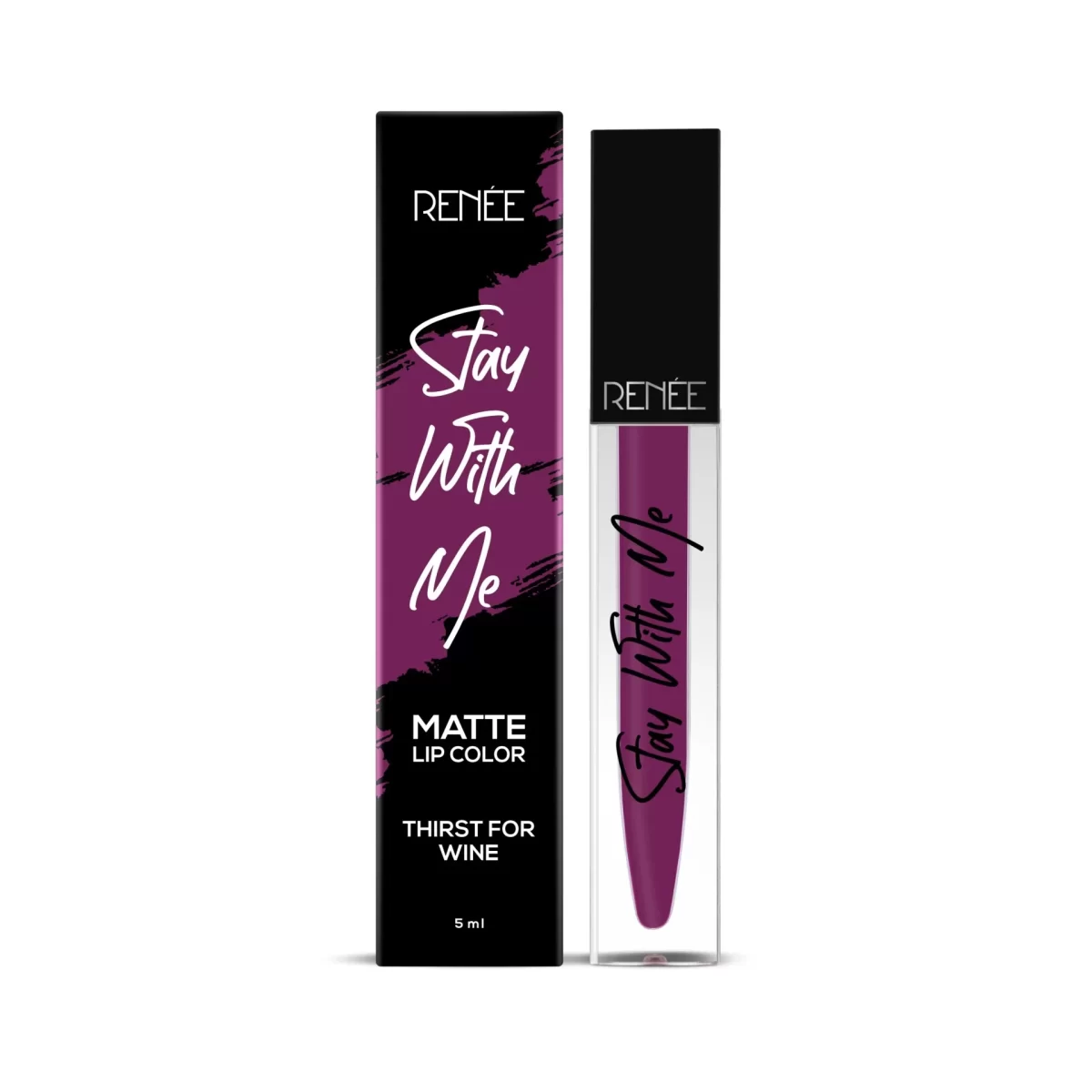 Renee Stay With Me Non Transfer Matte Liquid Lip Color 5ml Thirst For Wine D